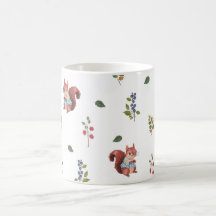 Adorable squirrel and Forest Berries Pattern