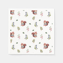 Adorable squirrel and Forest Berries Pattern