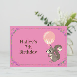 Adorable Squirrel Birthday Customisable Party Invitation
