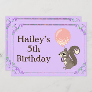 Adorable Squirrel Birthday Invite