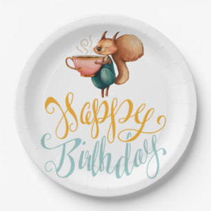 Adorable Squirrel Birthday Paper Plate