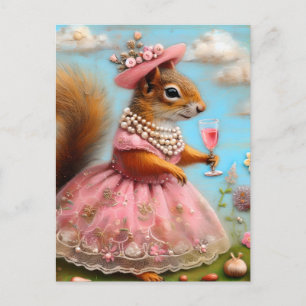 Adorable Squirrel in a Pink Dress Postcard