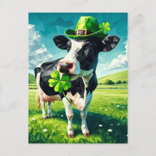 Adorable St. Patrick's Day Cow Postcard