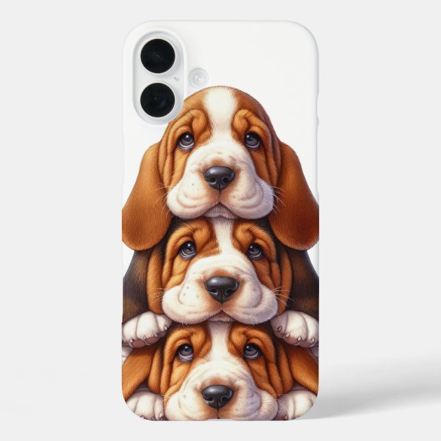 ADORABLE STACK OF BASSET HOUND PUPPY DOGS Case-Mate iPhone CASE (Back)