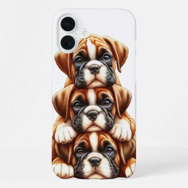 ADORABLE STACK OF BOXER PUPPY DOGS iPhone CASE (Back)
