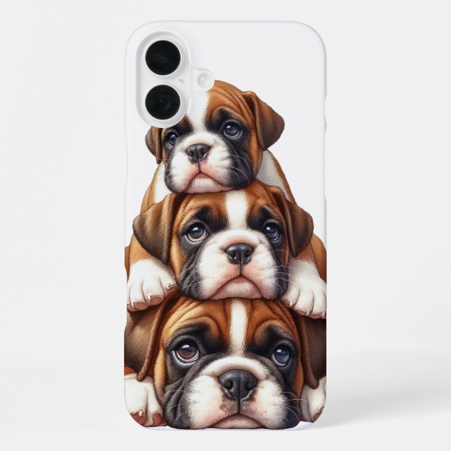 ADORABLE STACK OF BOXER PUPPY DOGS iPhone CASE (Back)