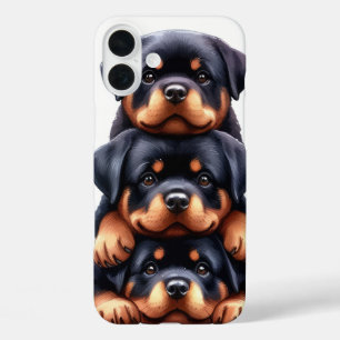 ADORABLE STACK OF ROTTWEILER PUPPY DOGS iPhone 16 PLUS CASE