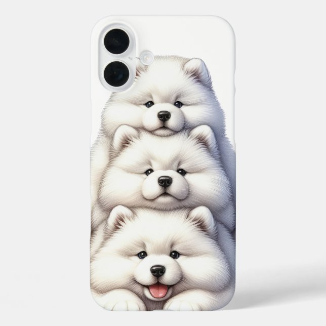 ADORABLE STACK OF SAMOYED PUPPY DOGS Case-Mate iPhone CASE (Back)