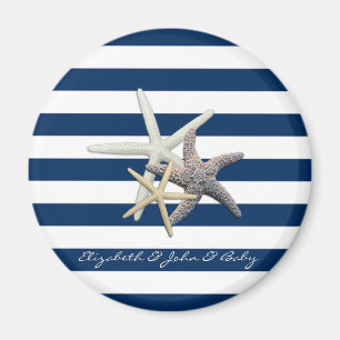 Adorable Starfish ,Navy Blue Stripes-Personalised Magnet