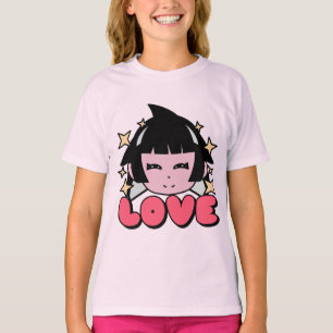 Adorable Starry-Eyed Girl in Pink - LOVE Tee