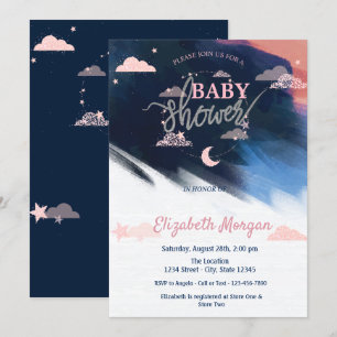 Adorable Stars & Clouds Baby Shower Invitation