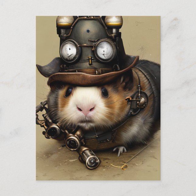 Adorable Steampunk Hampster Postcard (Front)