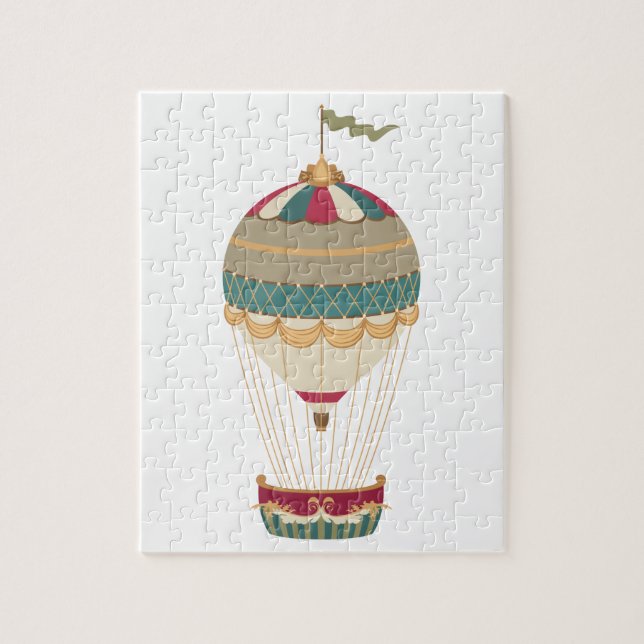 Adorable Steampunk Hot Air Balloon with Flag Jigsaw Puzzle (Vertical)