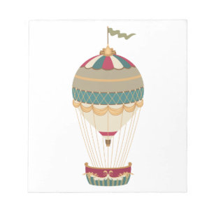 Adorable Steampunk Hot Air Balloon with Flag Notepad