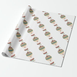 Adorable Steampunk Hot Air Balloon with Flag Wrapping Paper