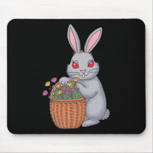 Adorable Stoned Easter Bunny With Bysket Of Flower Mouse Mat