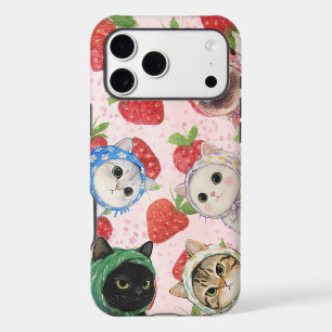 Adorable Strawberry Cat Friends iPhone Case