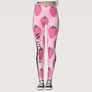 Adorable strawberry l Pink and green l Fun design Leggings