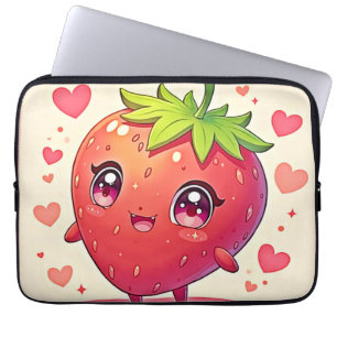 Adorable Strawberry Love Design Laptop Sleeve