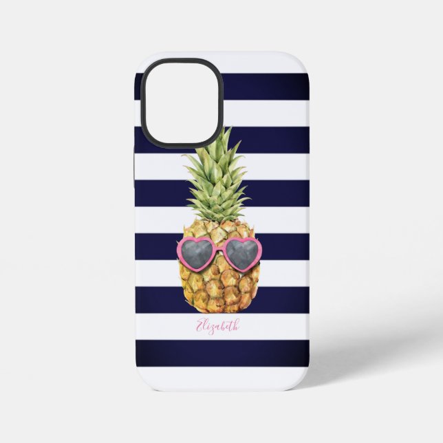 Adorable Striped Cool Pineapple iPhone Case (Back)