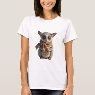 Adorable Sugar Glider Wearing Knitted Scarf T-Shirt