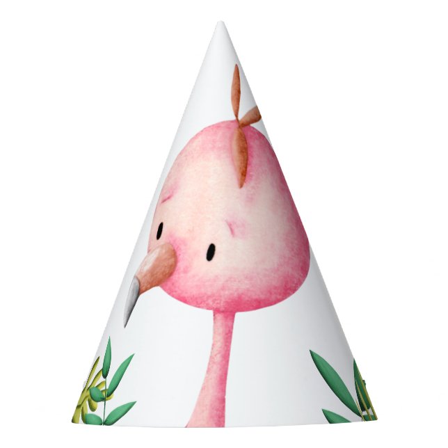 Adorable Summer Pink Flamingo Tropical Party Hat (Front)