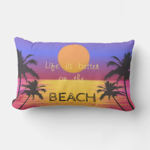Adorable Sunset ,Beach ,Palms Lumbar Cushion