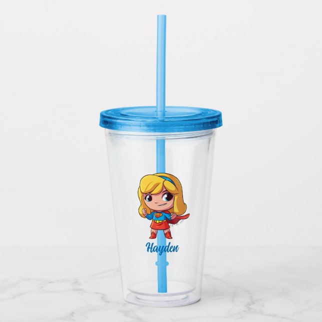 Adorable Supergirl Stance Acrylic Tumbler (Front)