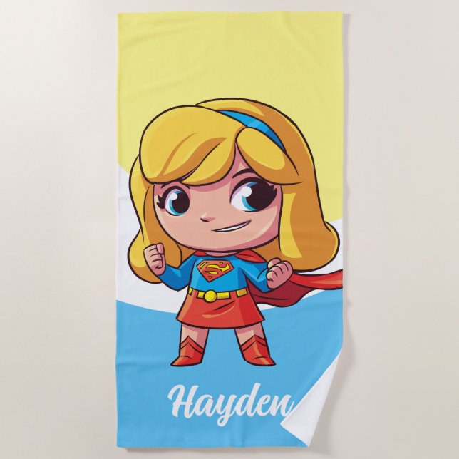 Adorable Supergirl Stance Beach Towel (Front)