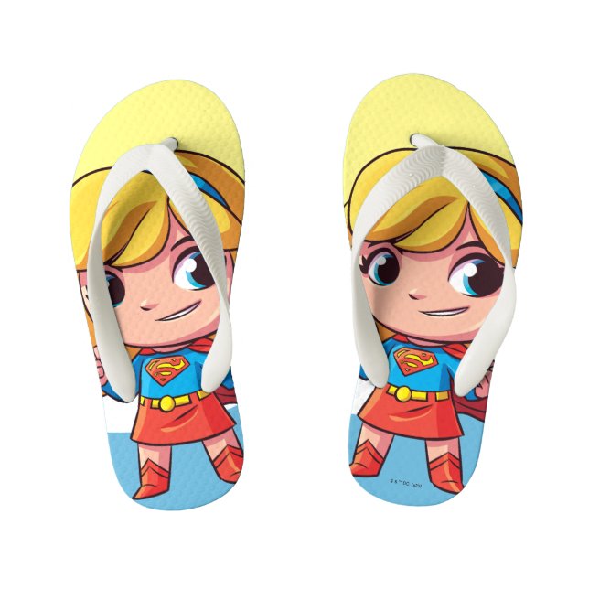 Adorable Supergirl Stance Kid's Flip Flops (Footbed)