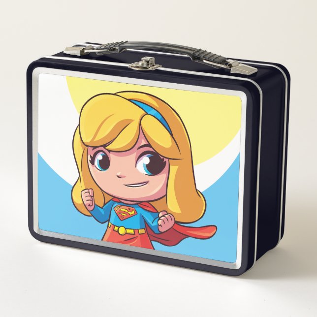 Adorable Supergirl Stance Metal Lunch Box (Front)