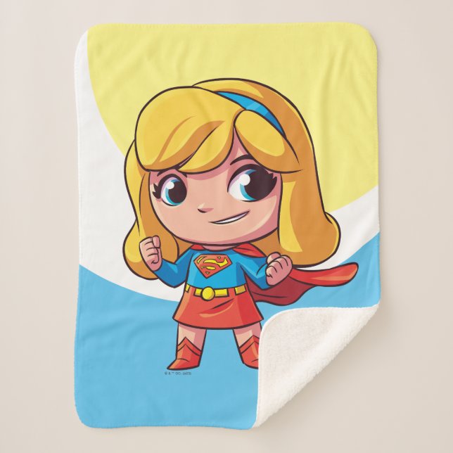 Adorable Supergirl Stance Sherpa Blanket (Front)