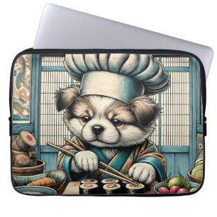 Adorable Sushi Chef Puppy Laptop Sleeve