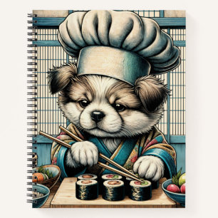 Adorable Sushi Chef Puppy Notebook