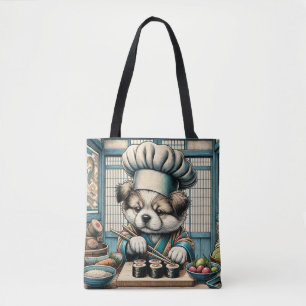 Adorable Sushi Chef Puppy Tote Bag