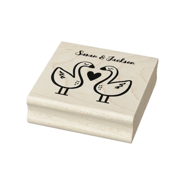 Adorable Swan Couple  Rubber Stamp (Stamp)
