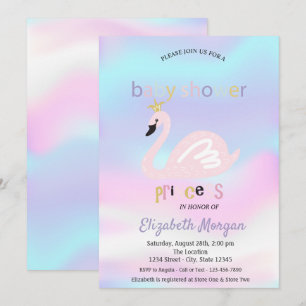 Adorable Swan Holographic Baby Shower Invitation