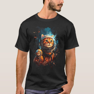 Adorable Sweet Cute Twin Cat Astronaut Graphic Tee