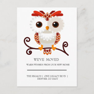 adorable sweet owl   home moving postcard