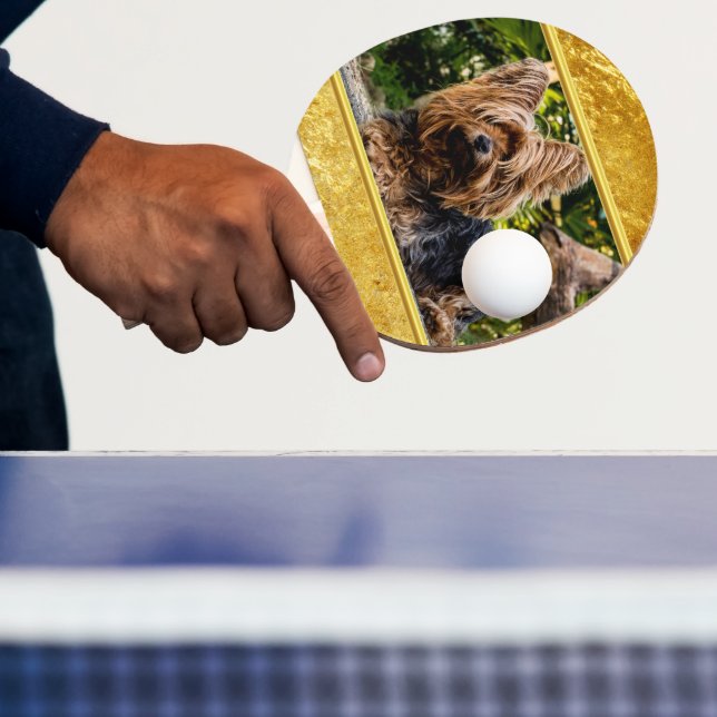 Adorable sweet Yorkshire terrier gold foil design Ping Pong Paddle (Insitu)