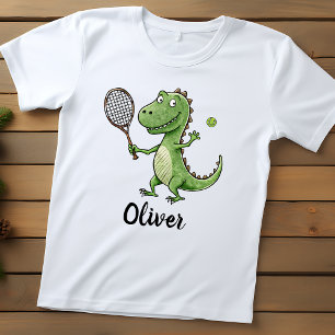 Adorable T-Rex Tennis Player Personalised Baby T-Shirt