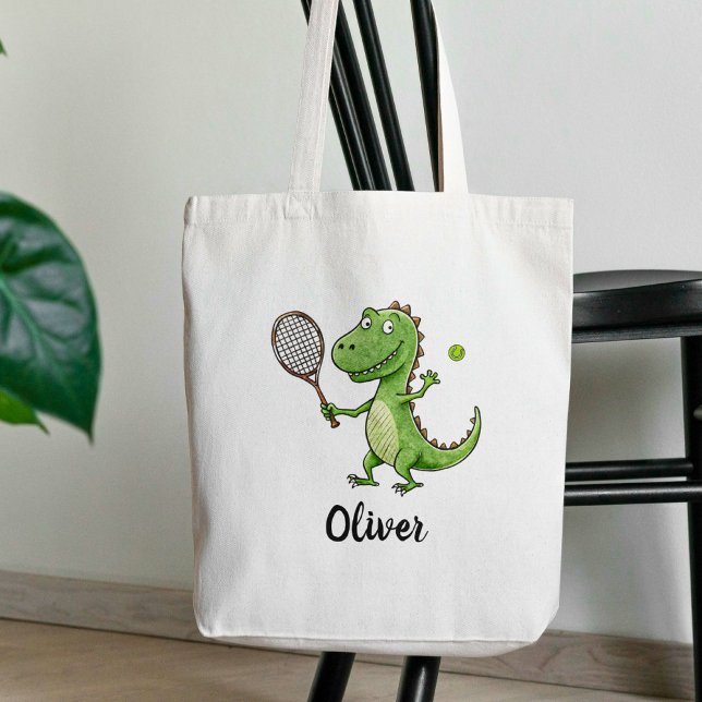 Adorable T-Rex Tennis Player Personalised Tote Bag (Creator Uploaded)