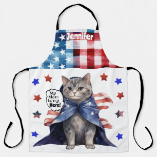 Adorable Tabby Cat Super Mum All-Over Print Apron
