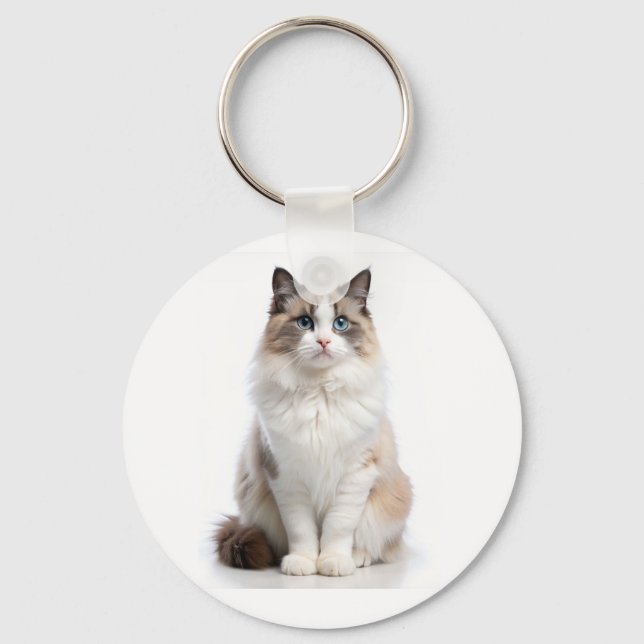 Adorable Tabby Cat with Bright  Eyes Key Ring (Front)