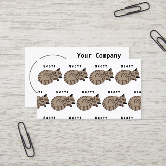 Adorable Tan Tabby Kitten Sleep Name Tag (Front/Back In Situ)