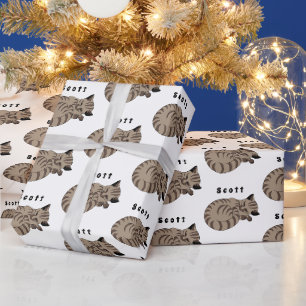 Adorable Tan Tabby Kitten Sleep Name Tag Wrapping Paper
