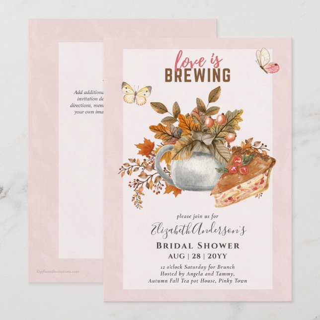 Adorable Tea Pot Bridal Shower Lunch Invitation (Front/Back)