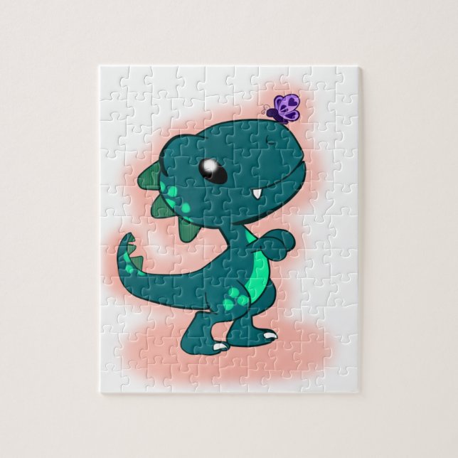 Adorable Teal T-Rex Jigsaw Puzzle (Vertical)