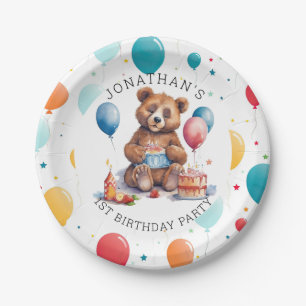 Adorable Teddy Bear 1ST Birthday PARTY Paper Plate