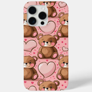 Adorable Teddy Bear and Heart iPhone 15 Pro Max Case